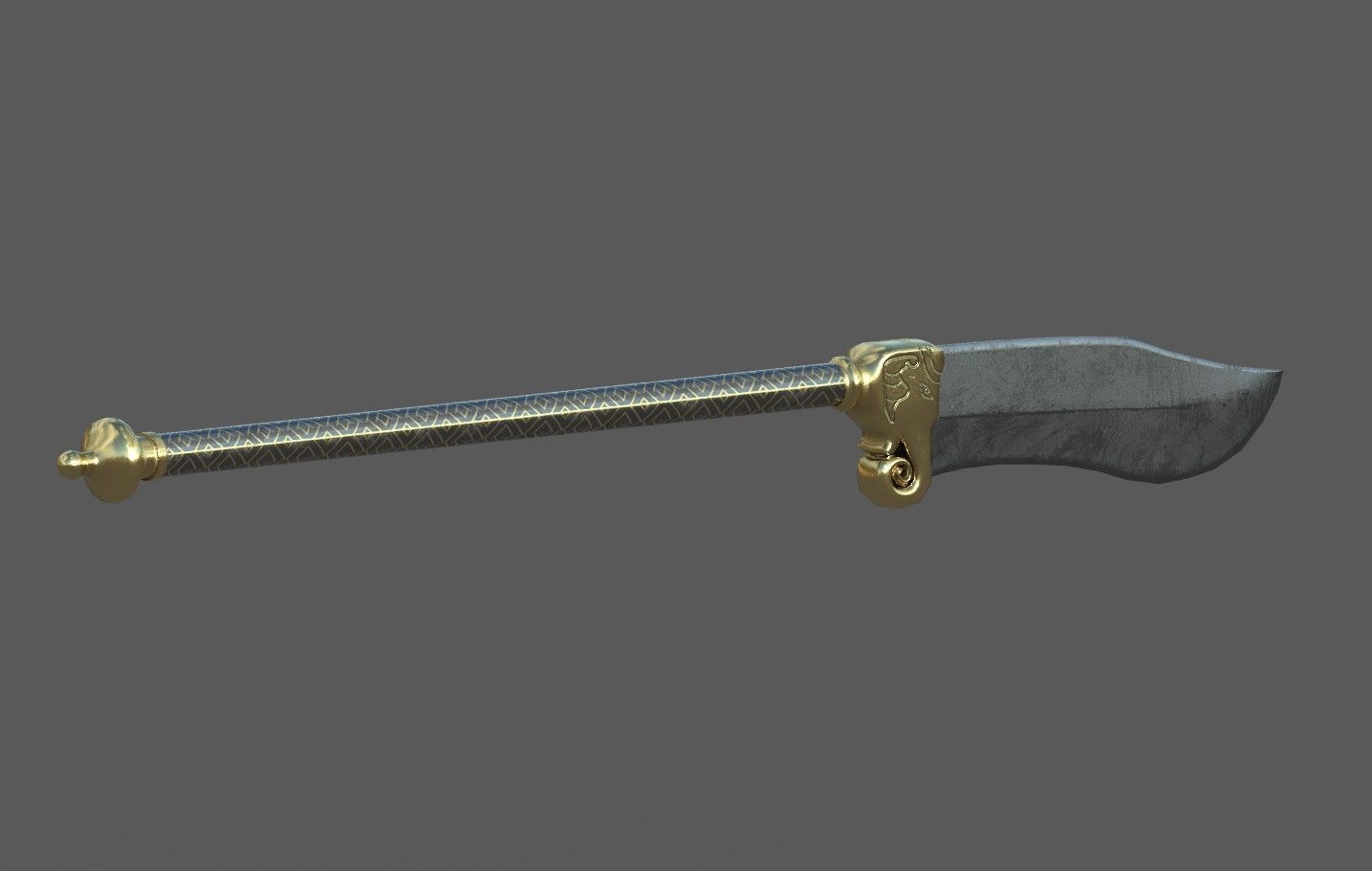 Bhuj ancient Indian  weapon Low poly Low-poly 3D model_3