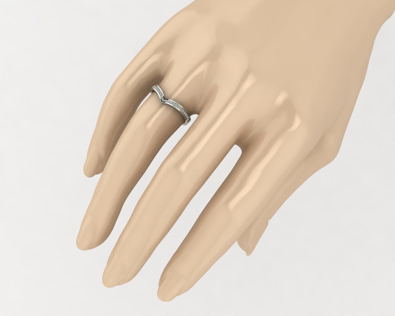 wishbone ring with 27 gems 3D print model_14