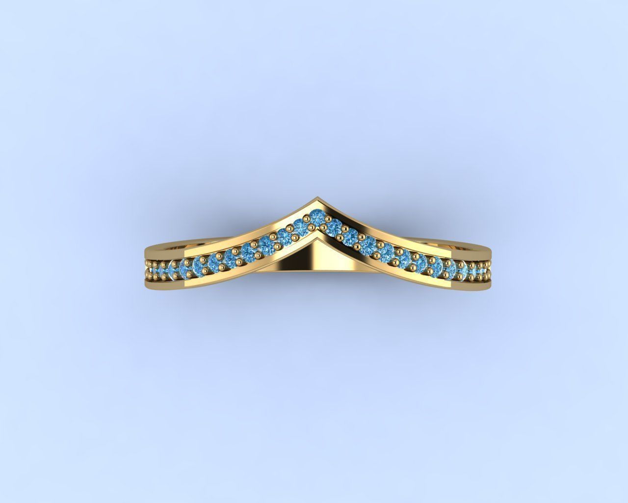 wishbone ring with 27 gems 3D print model_13