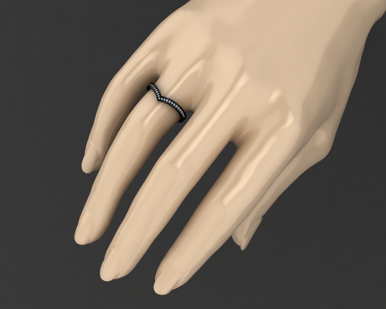 wishbone ring with 27 gems 3D print model_5