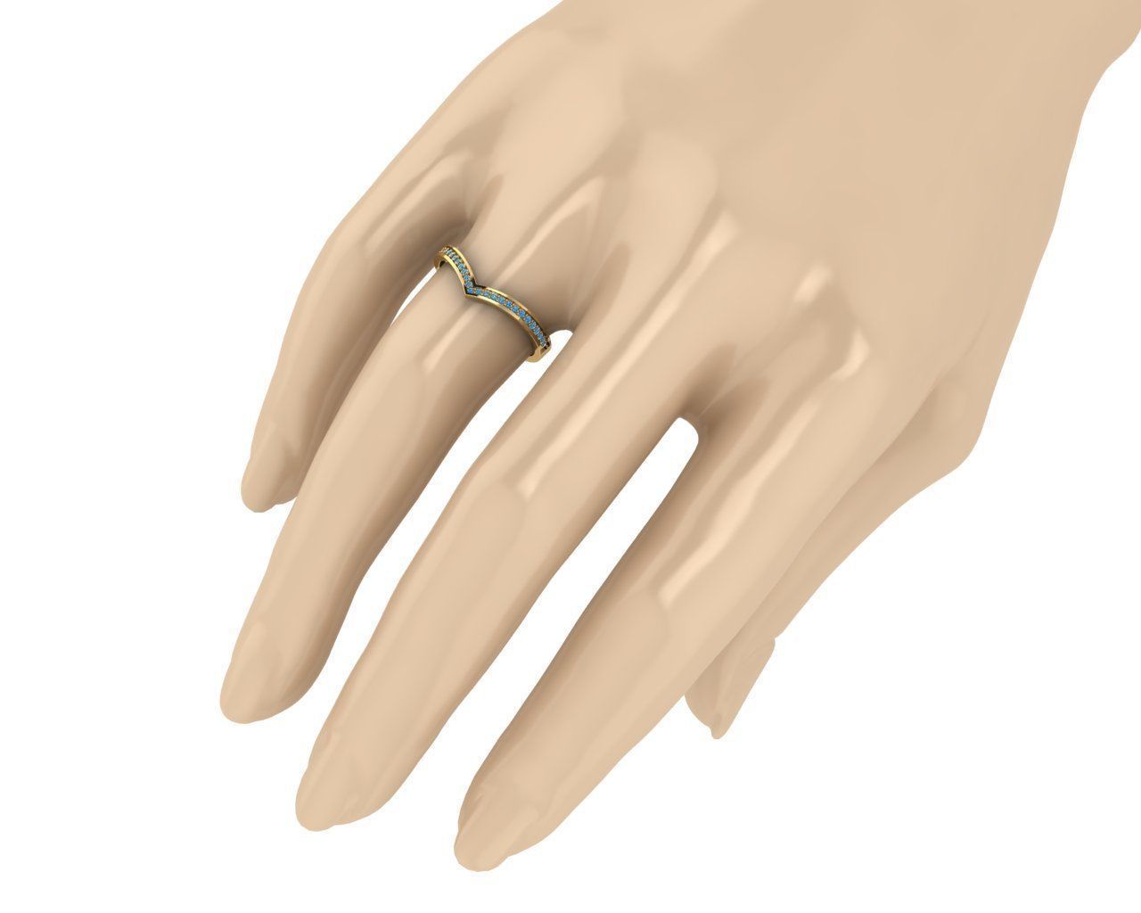 wishbone ring with 27 gems 3D print model_9
