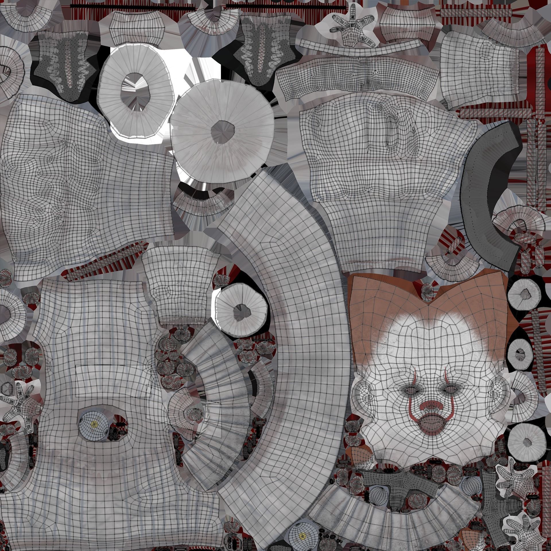 Clown Pennywise - It Low-poly 3D model_19