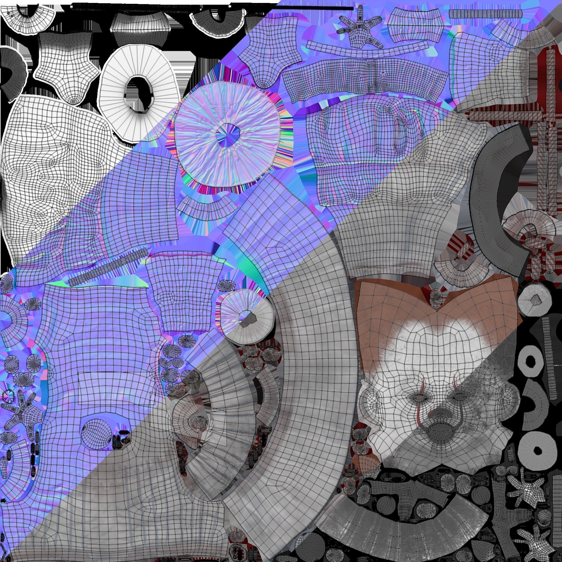 Clown Pennywise - It Low-poly 3D model_20