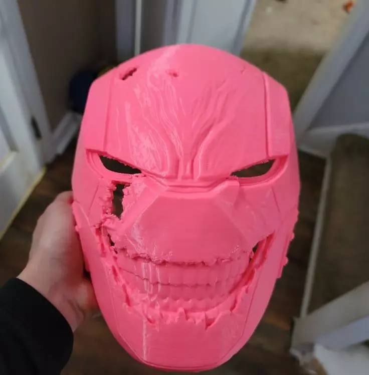 Battle Damaged Jokerized Red Hood Helmet DC Comics 3D print model_0