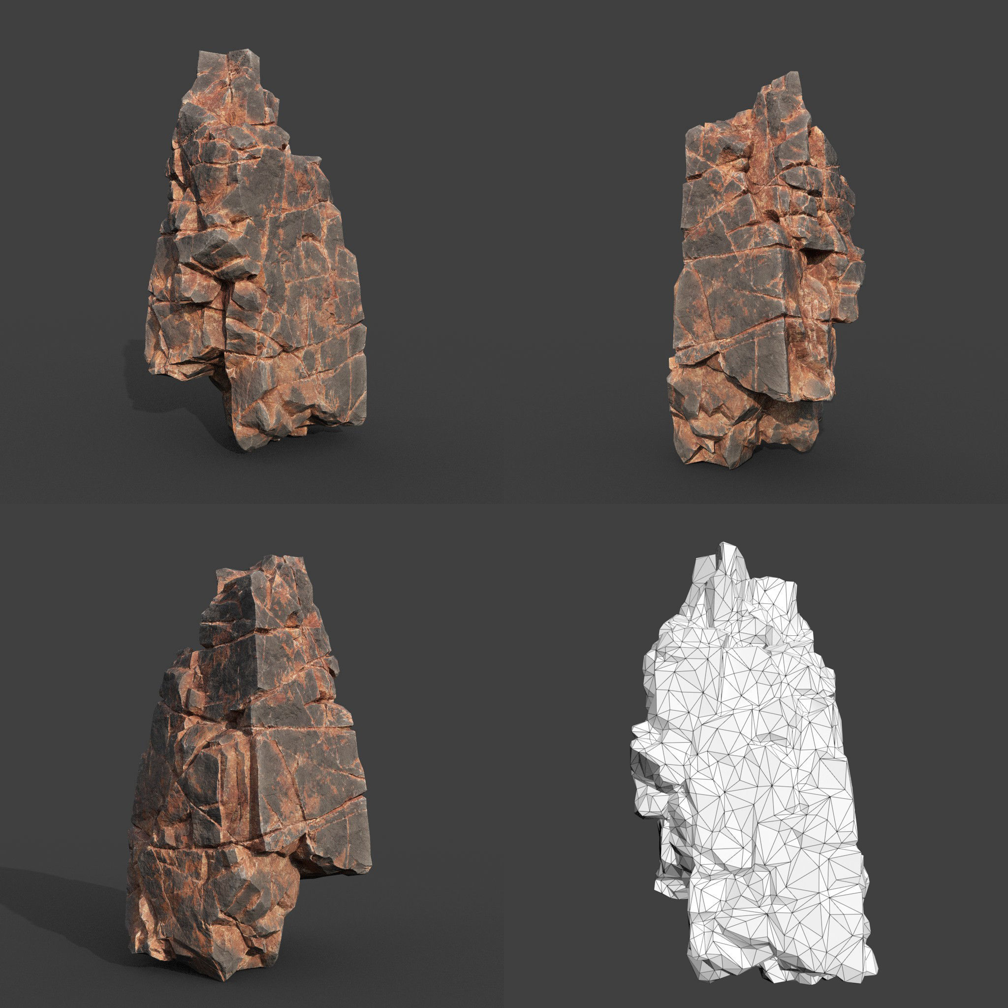 Low poly Desert Cliff Modular Rock 220101 Low-poly 3D model_20