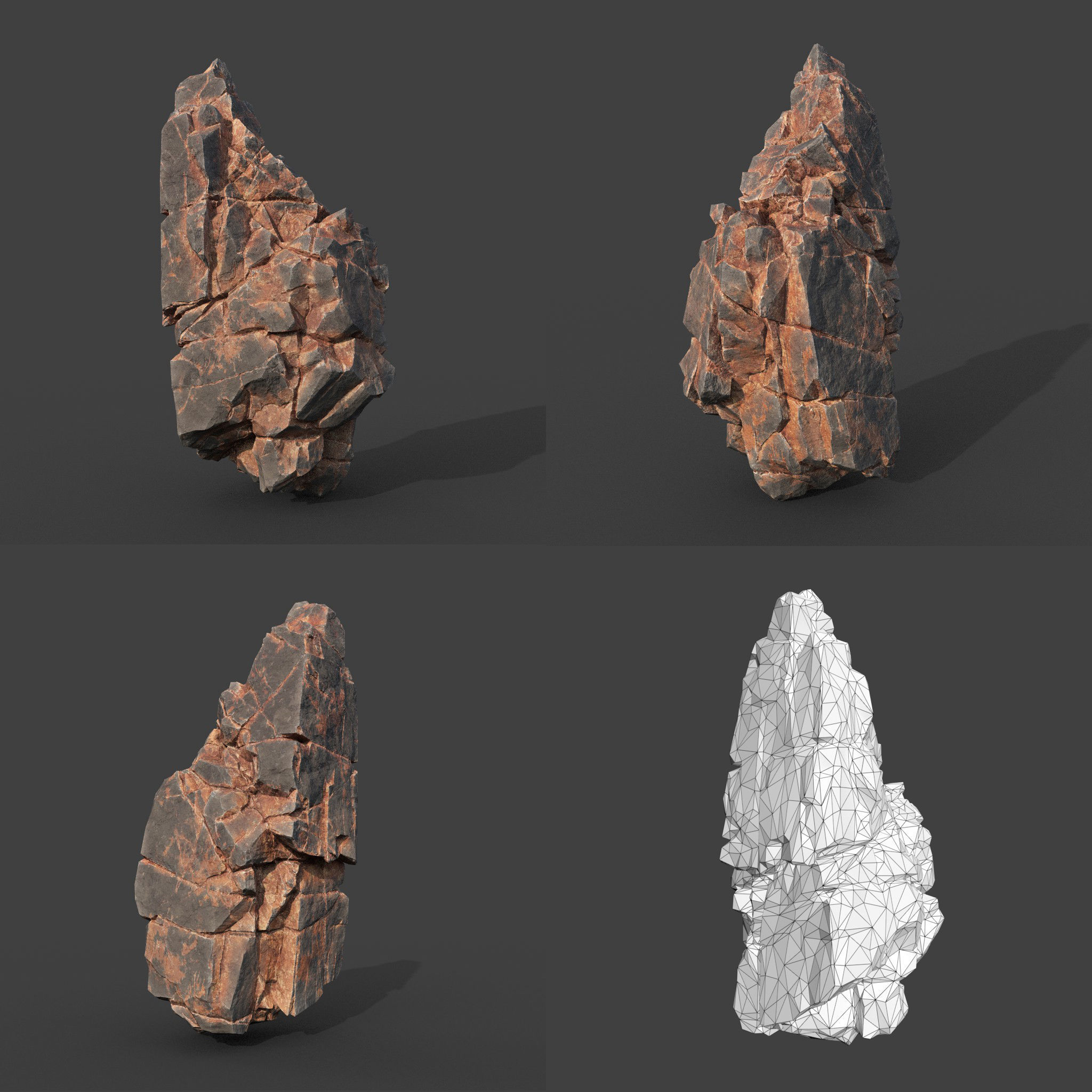 Low poly Desert Cliff Modular Rock 220101 Low-poly 3D model_6