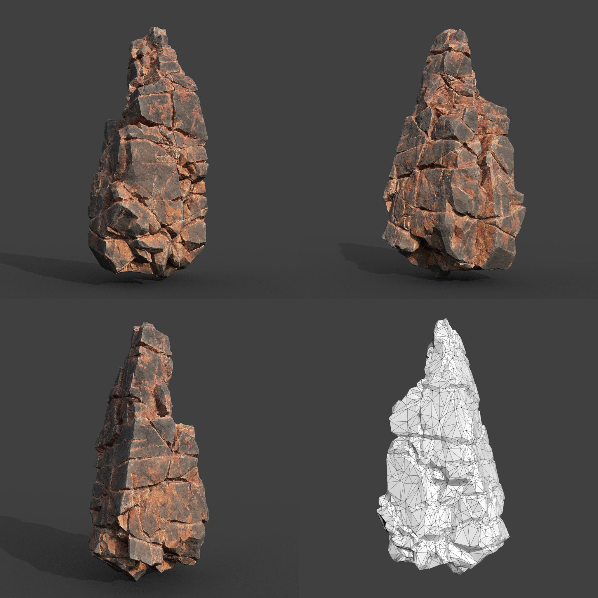 Low poly Desert Cliff Modular Rock 220101 Low-poly 3D model_2
