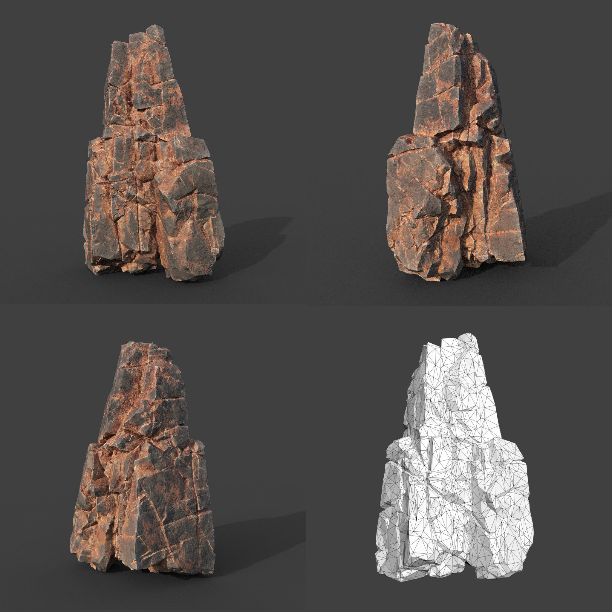 Low poly Desert Cliff Modular Rock 220101 Low-poly 3D model_16