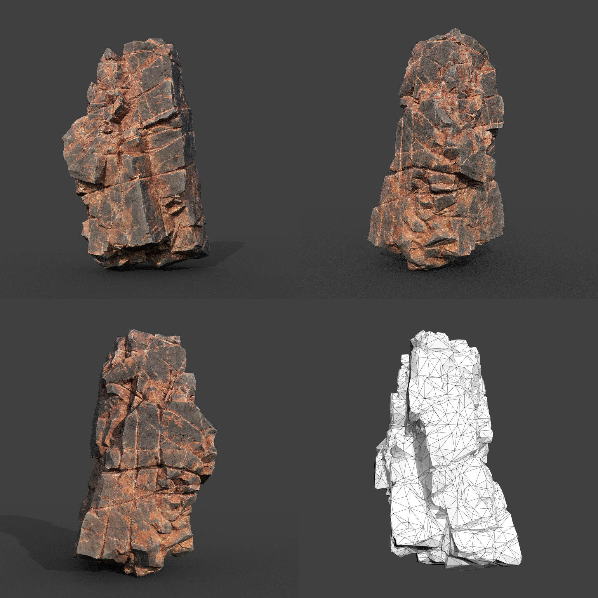 Low poly Desert Cliff Modular Rock 220101 Low-poly 3D model_14