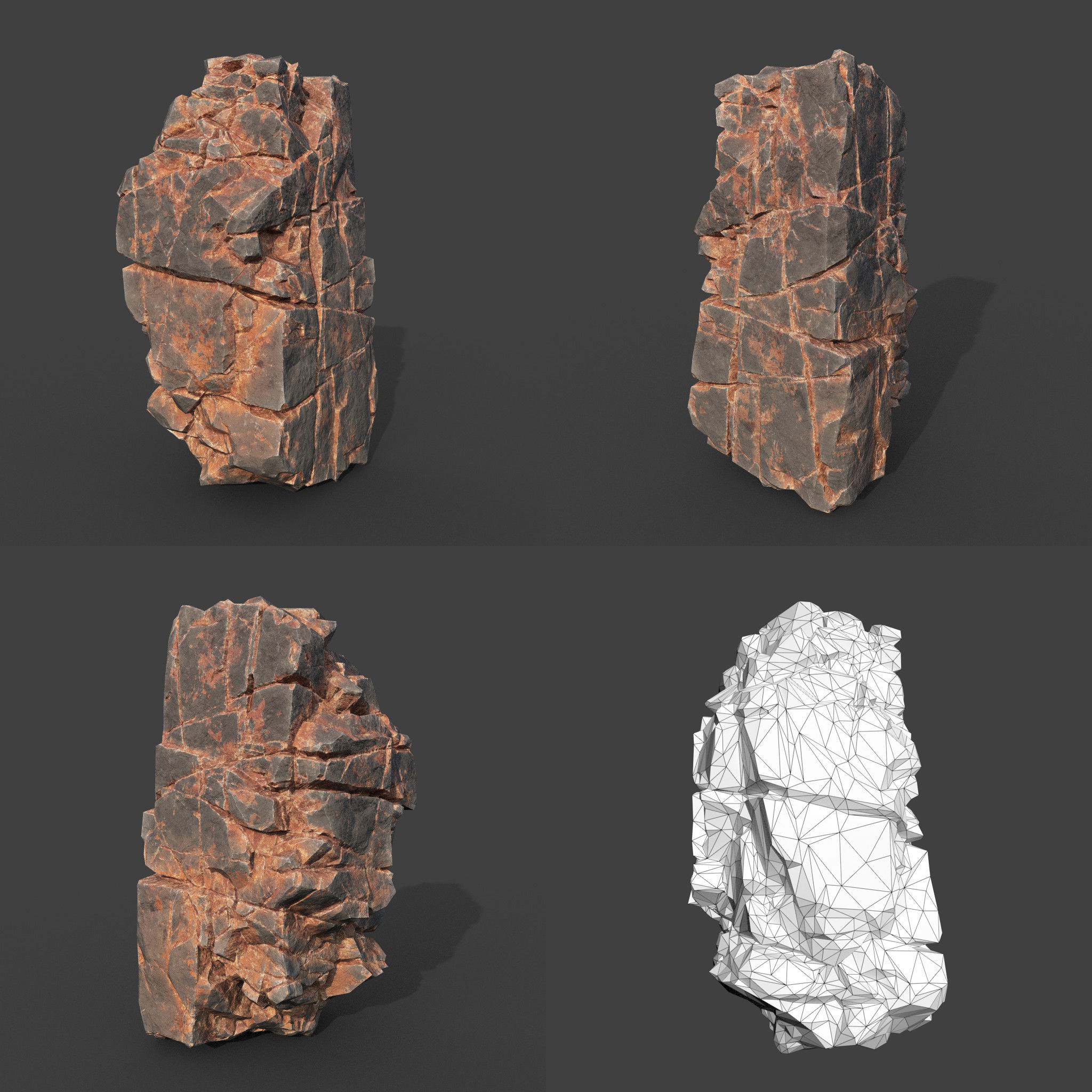 Low poly Desert Cliff Modular Rock 220101 Low-poly 3D model_4