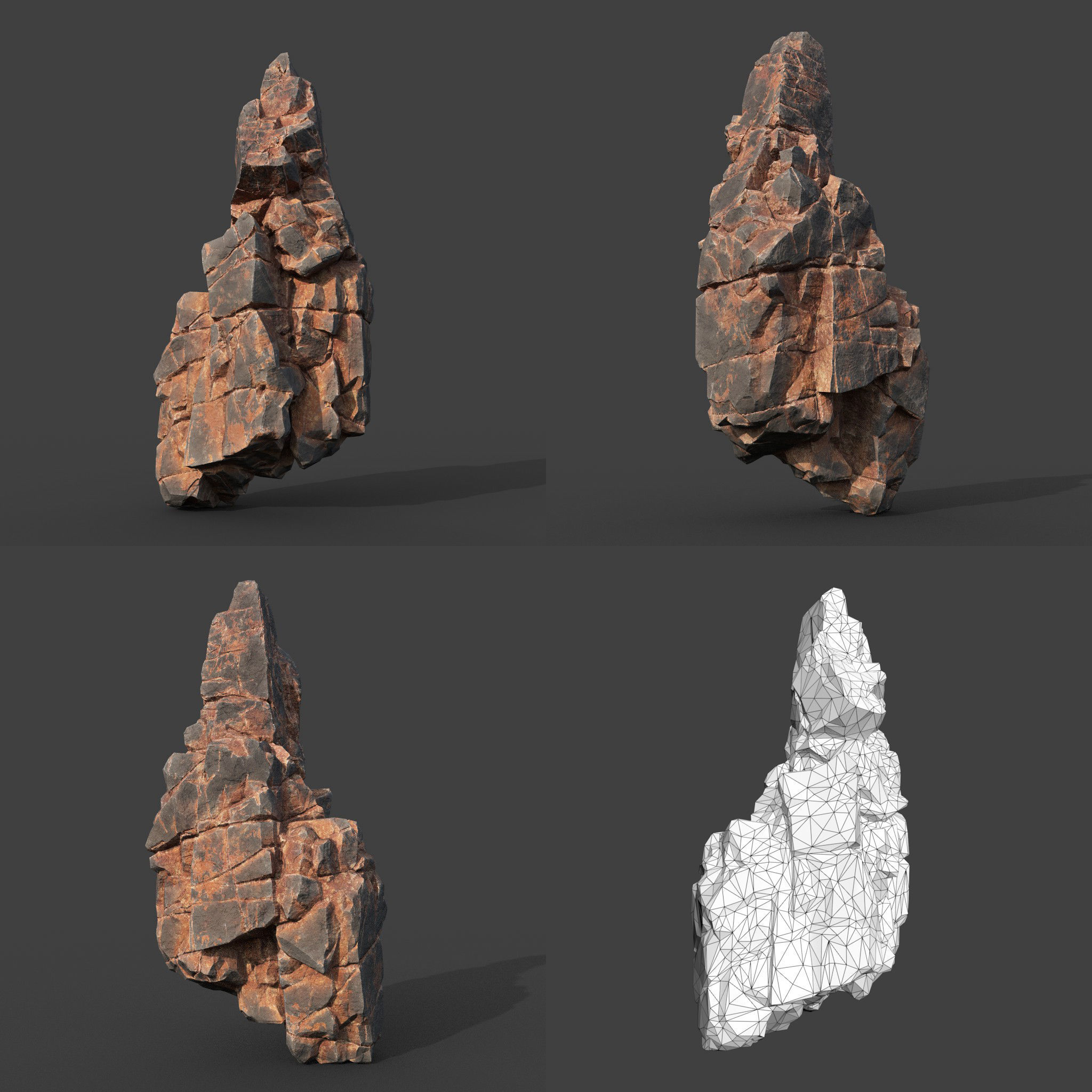 Low poly Desert Cliff Modular Rock 220101 Low-poly 3D model_12