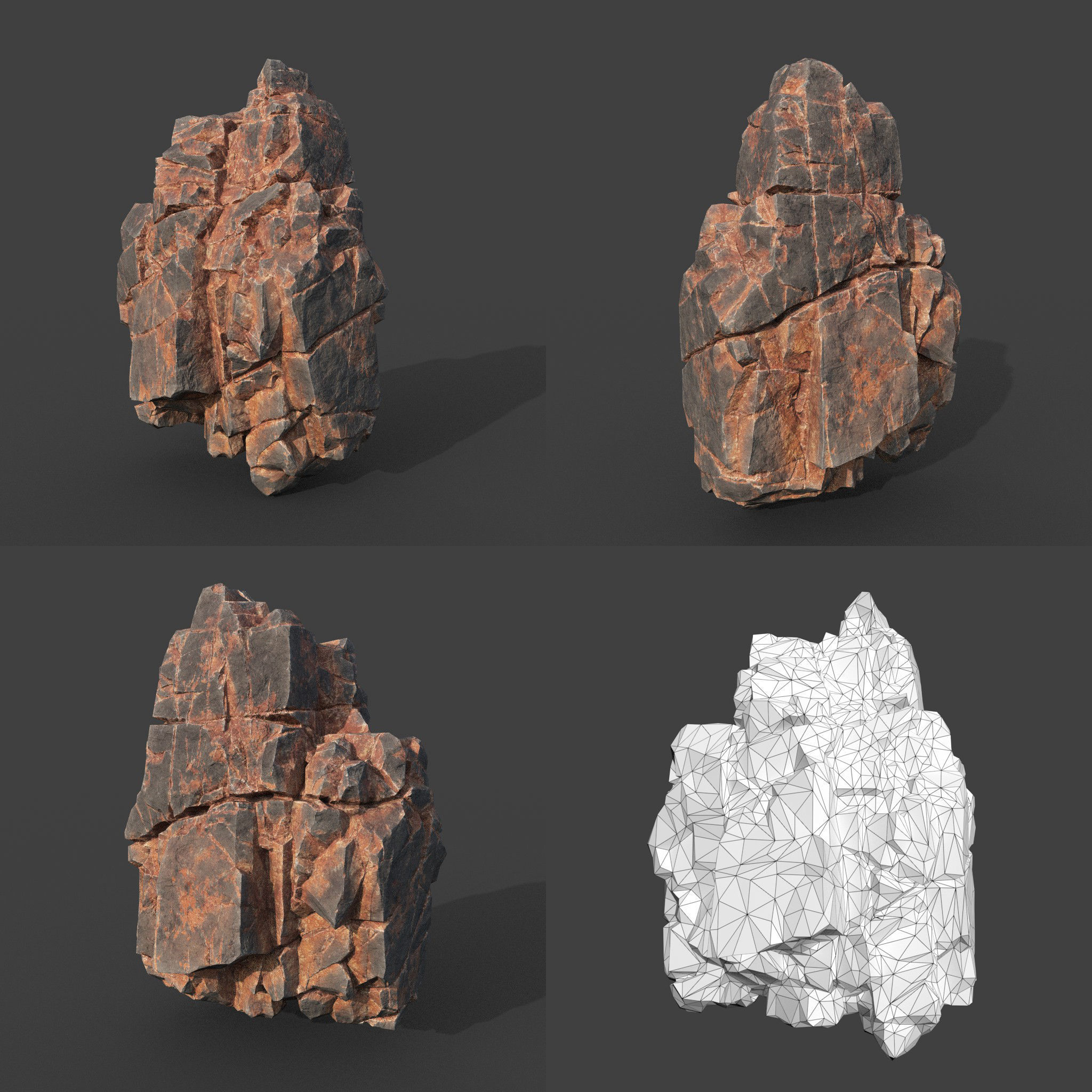 Low poly Desert Cliff Modular Rock 220101 Low-poly 3D model_8