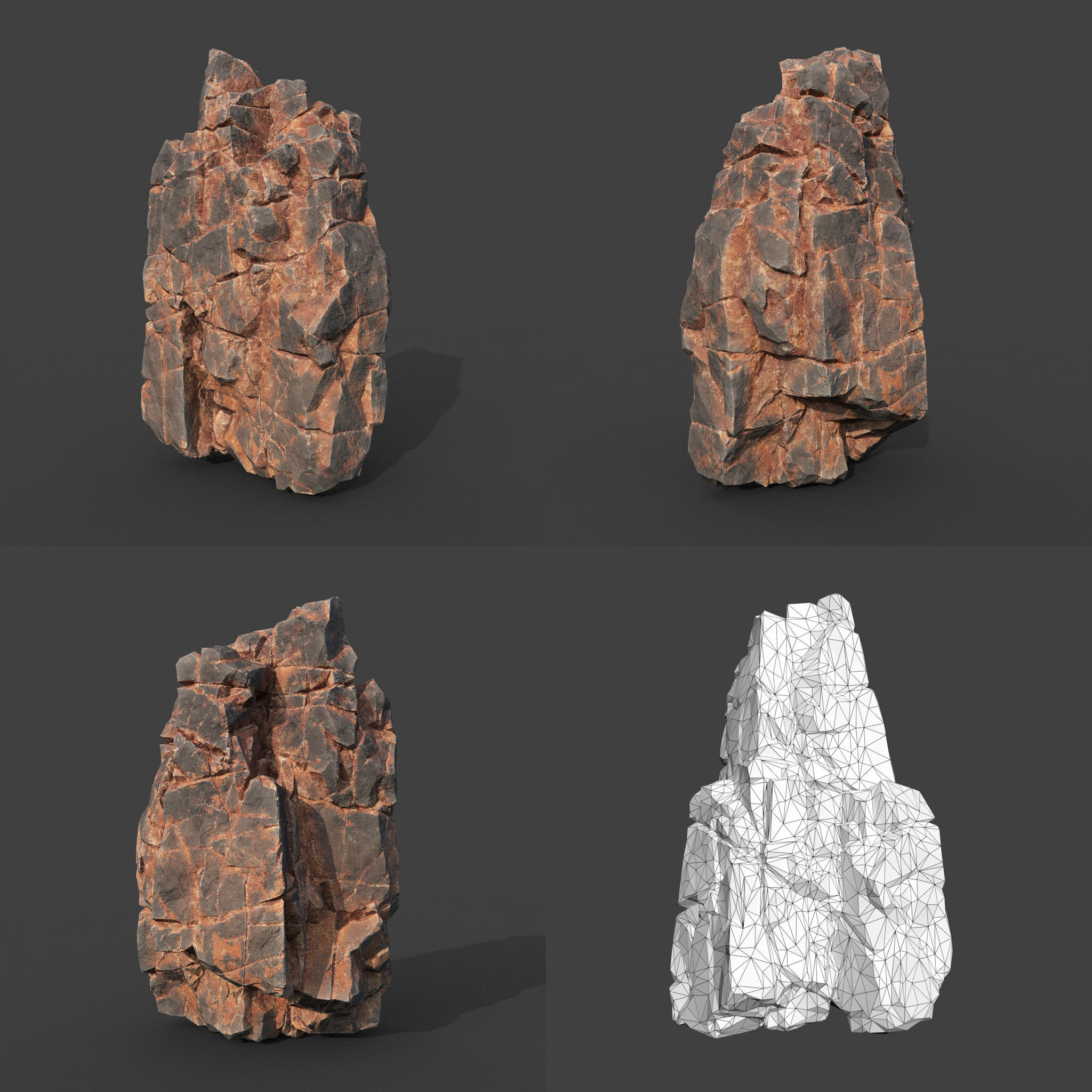 Low poly Desert Cliff Modular Rock 220101 Low-poly 3D model_18