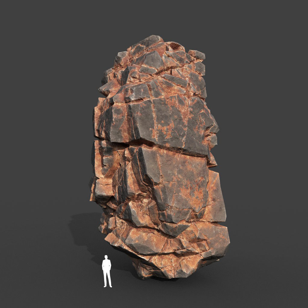 Low poly Desert Cliff Modular Rock 220101 Low-poly 3D model_3
