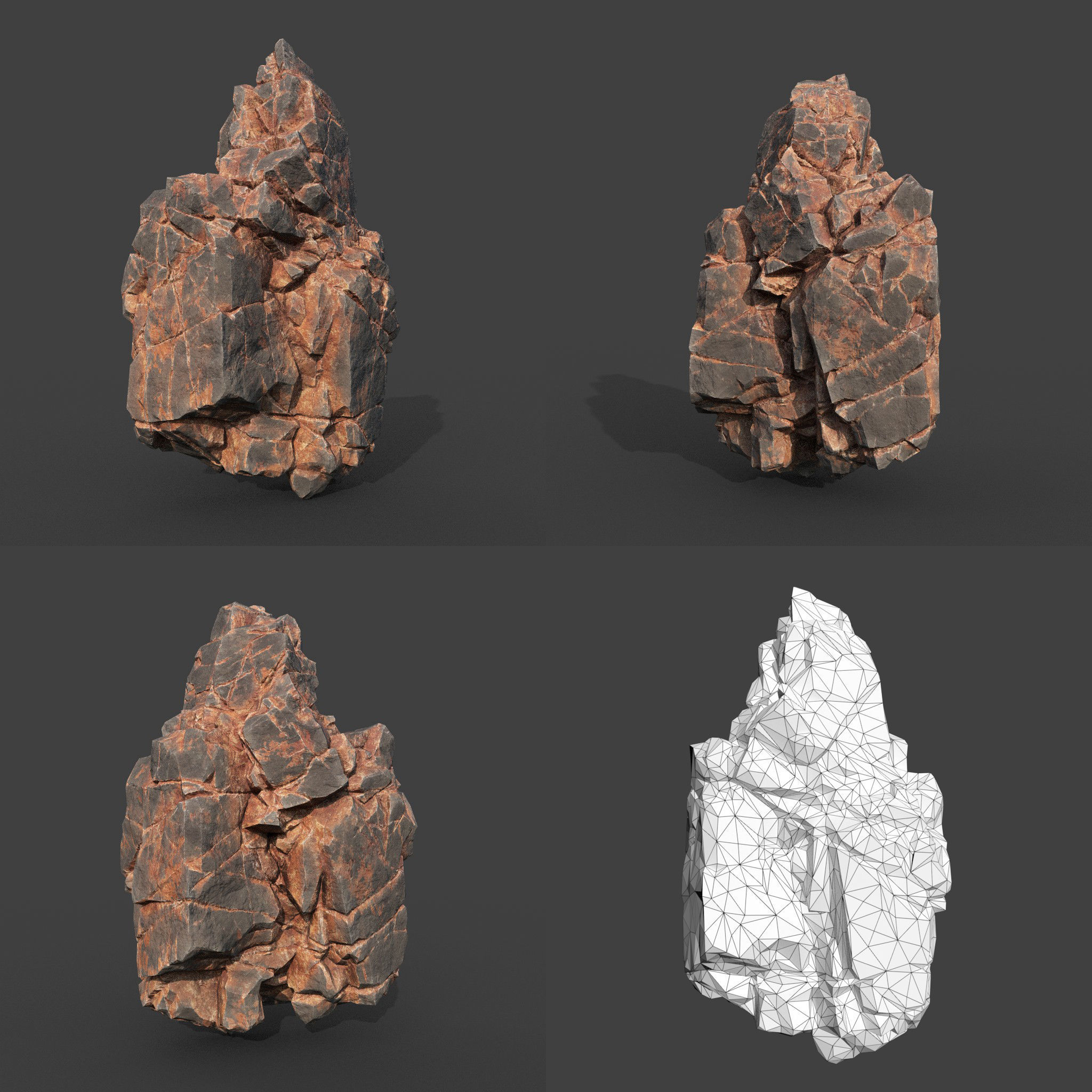 Low poly Desert Cliff Modular Rock 220101 Low-poly 3D model_10