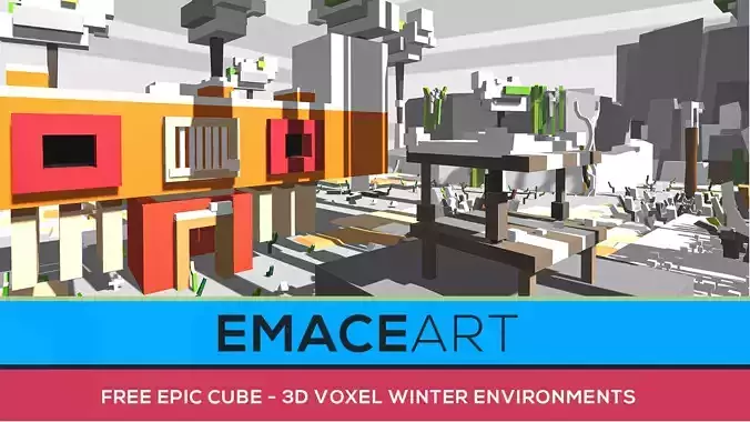 FREE EpicMobile 3d Voxel Forest And Atolls - Winter Set