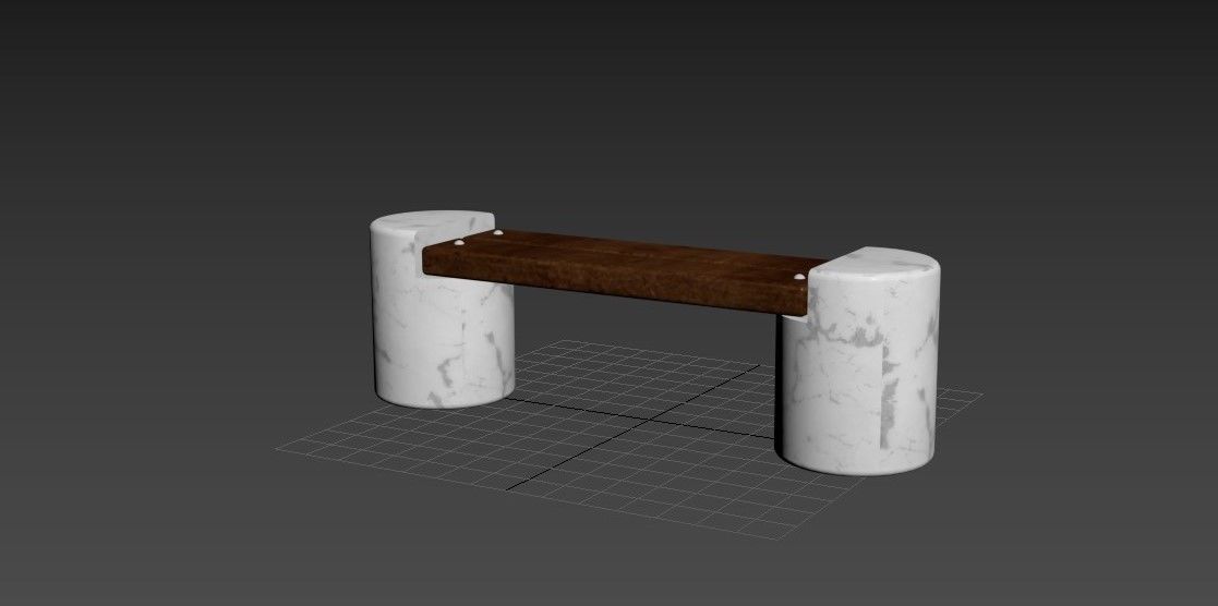 bench made of marble and wood 3D model_1