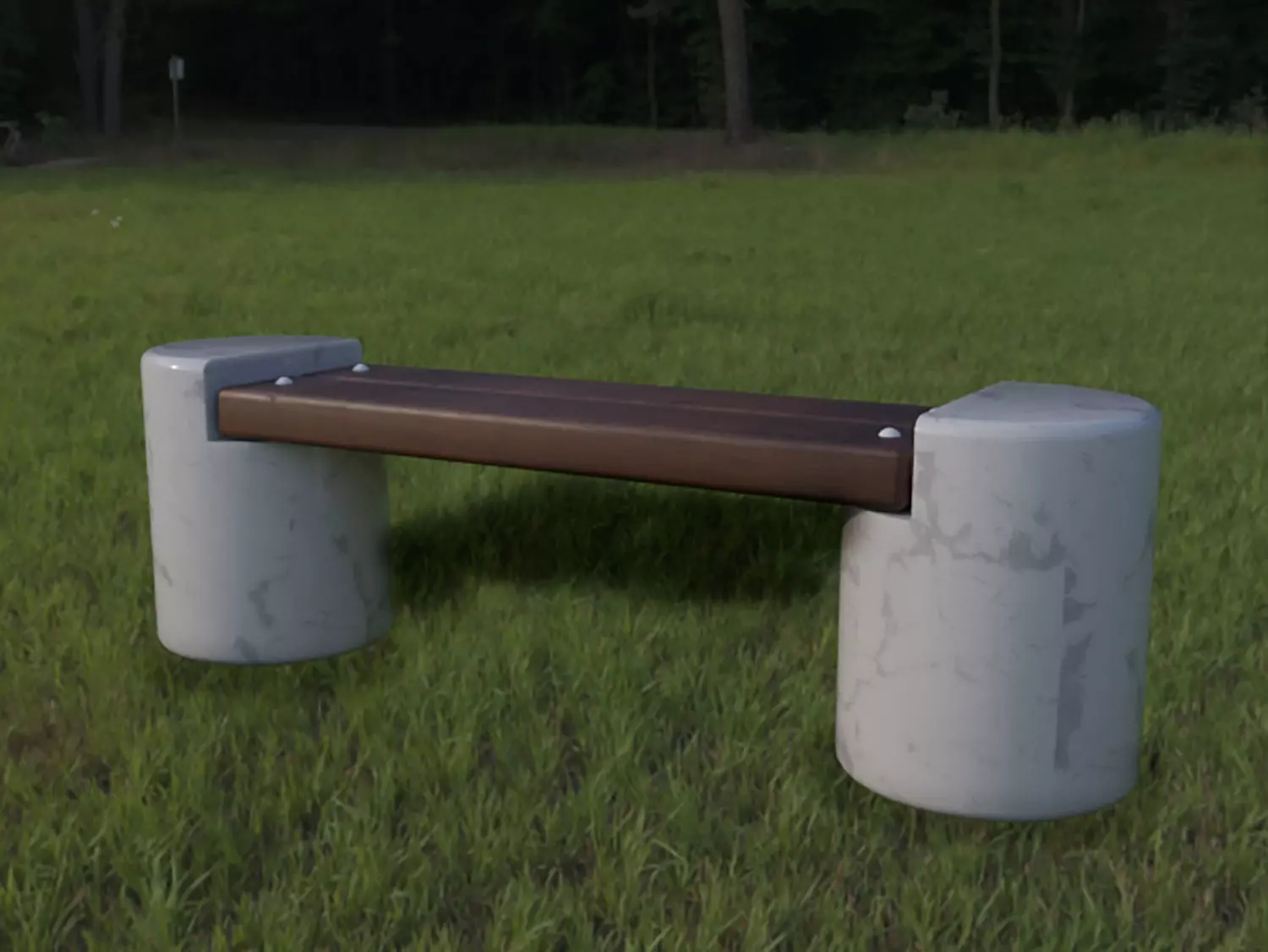 bench made of marble and wood 3D model_0