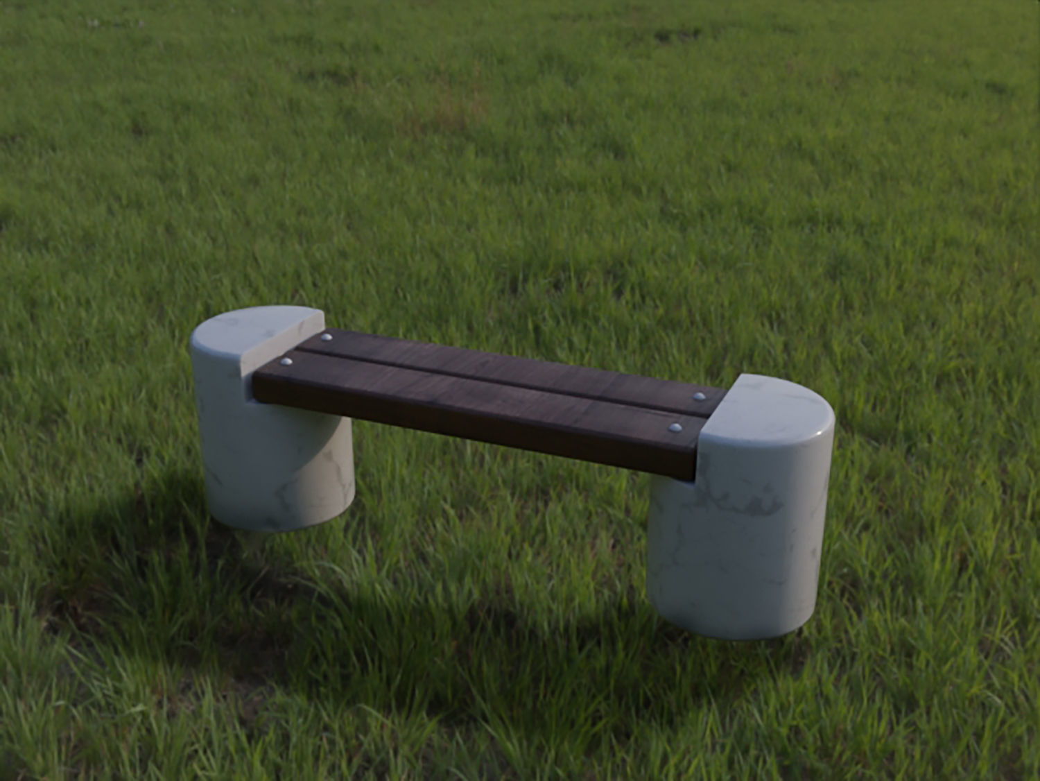bench made of marble and wood 3D model_2
