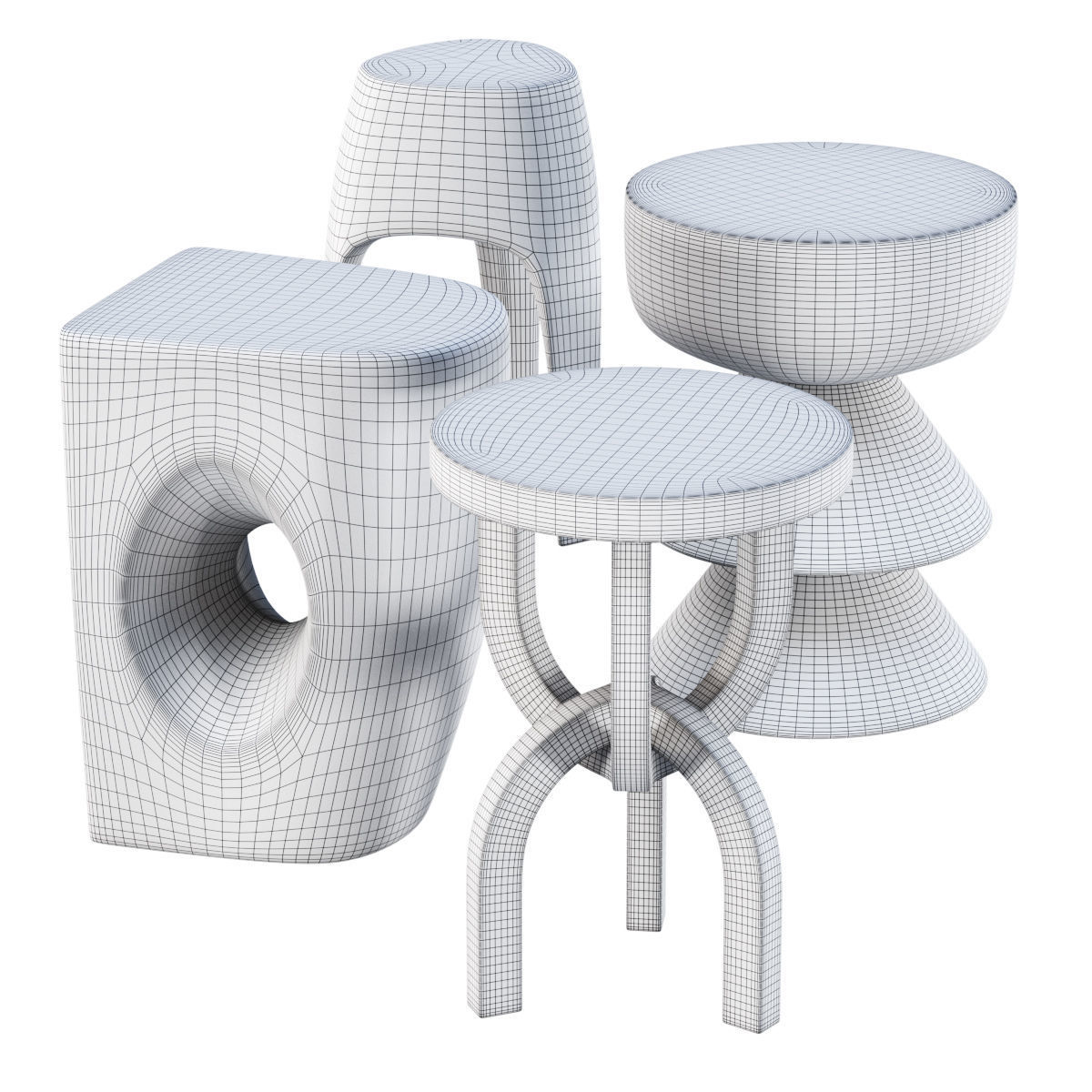 Collection stools by Pols Potten Low-poly 3D model_6