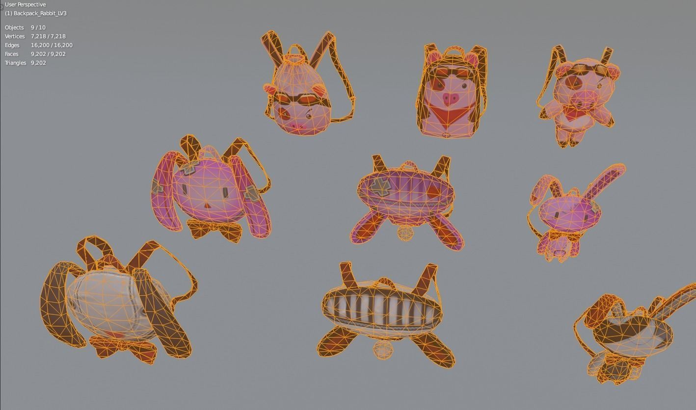 bag 9x Rabbit usefulfood Backpack 3D model_8