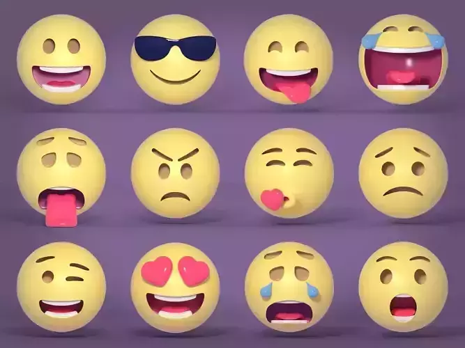 Smileys Pack  Low-poly 3D model