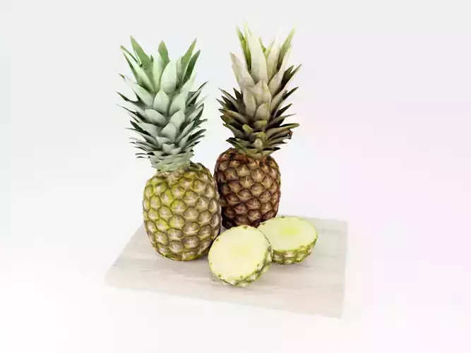 Pineapples on cutting board