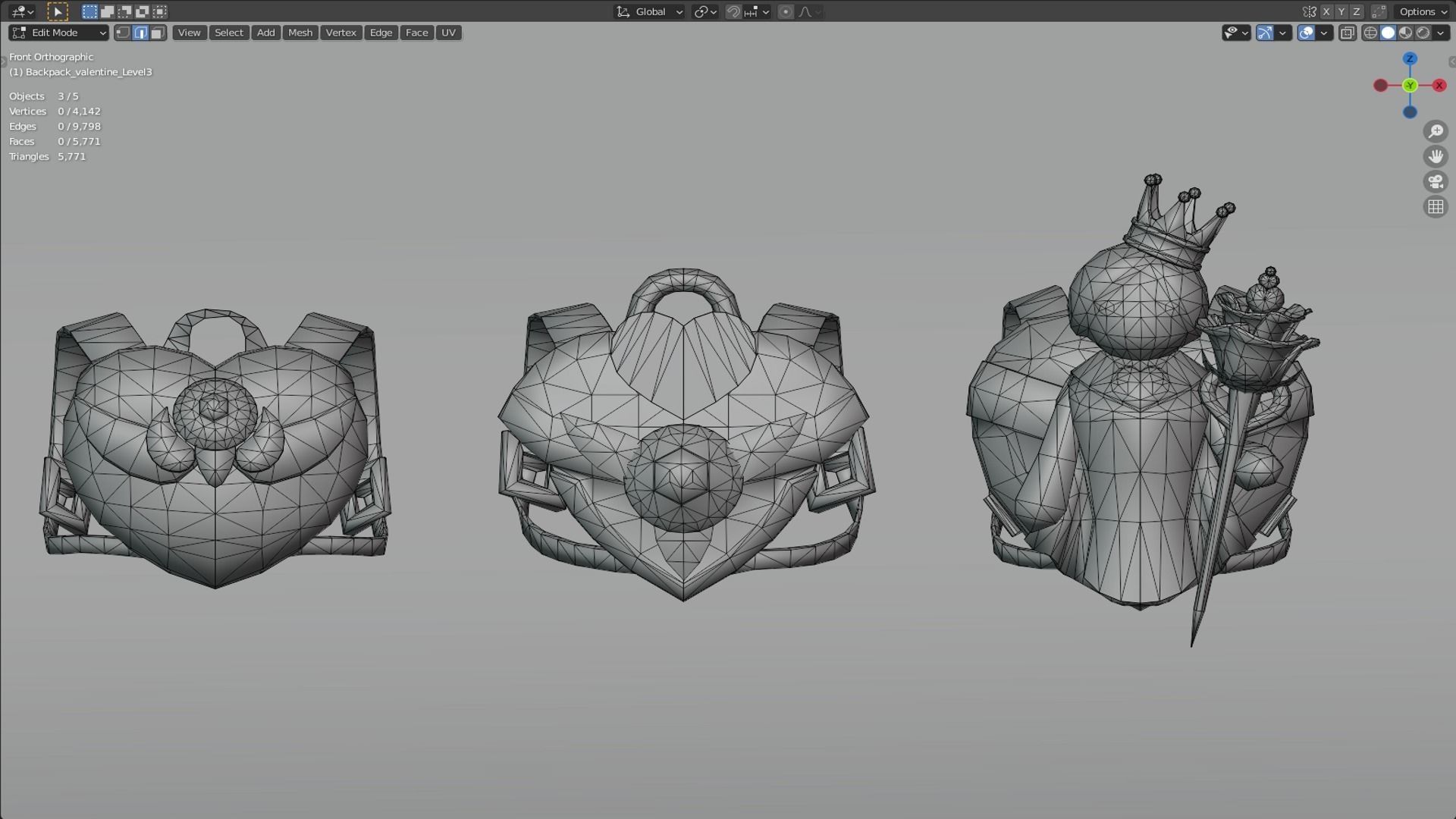 bag 3x valentine Backpack 3D model_5