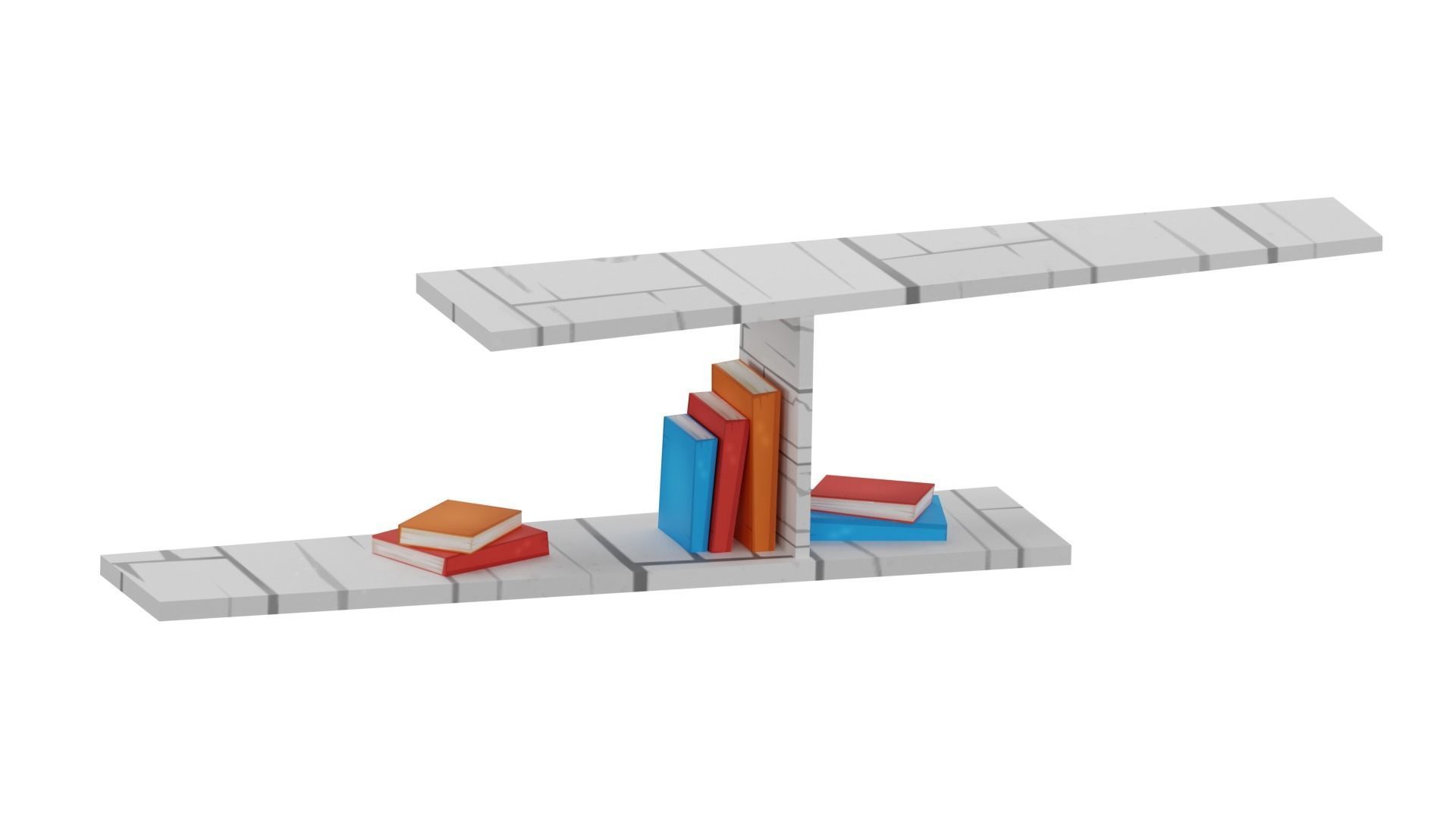 Shelves wooden with books low-poly game ready Low-poly 3D model_3