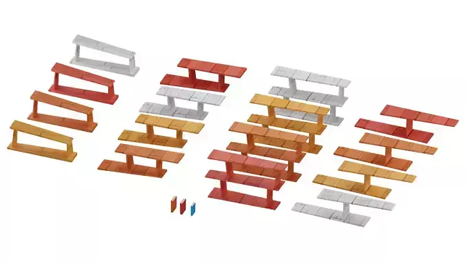 Shelves wooden with books low-poly game ready