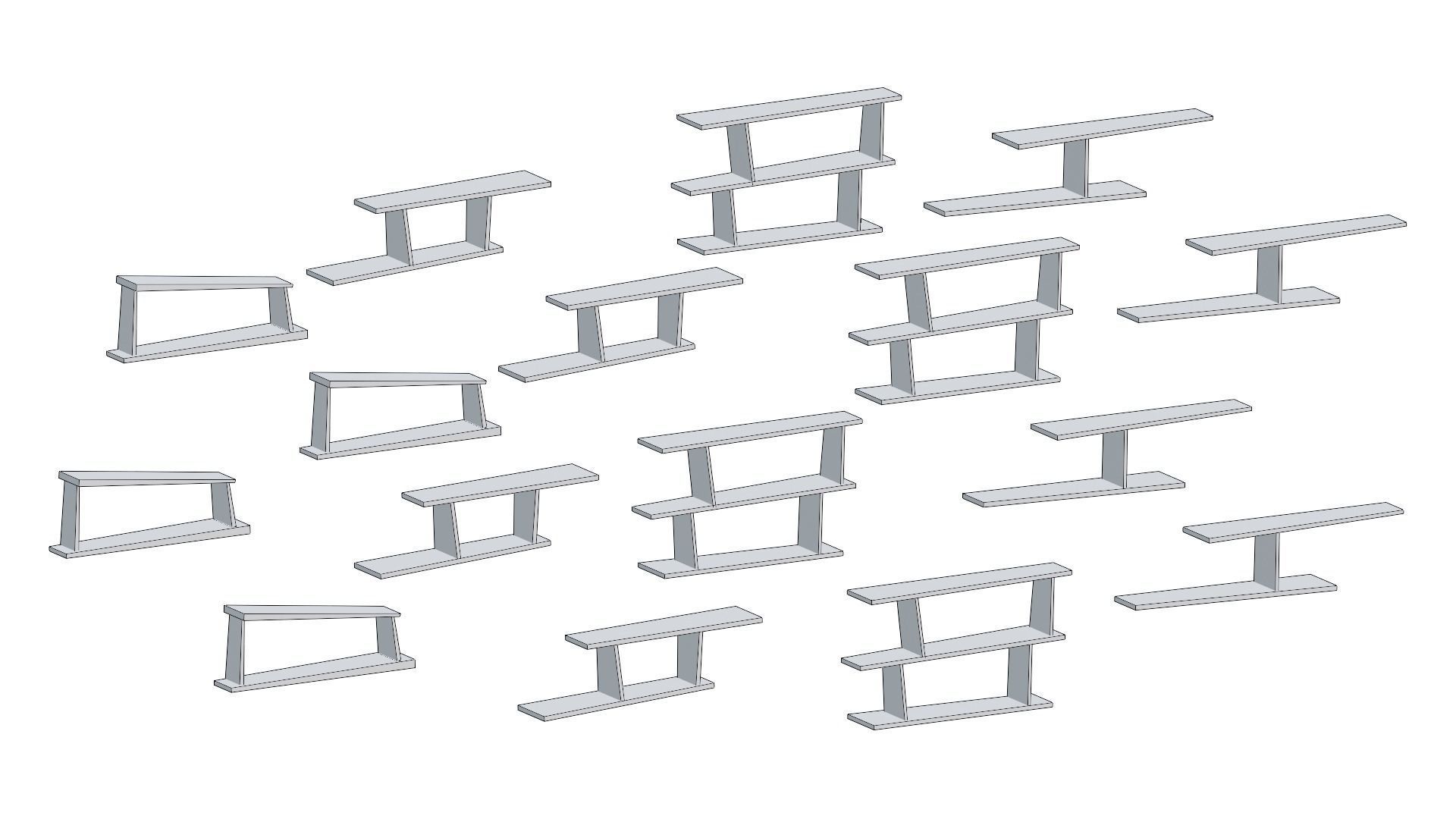 Shelves wooden with books low-poly game ready Low-poly 3D model_5