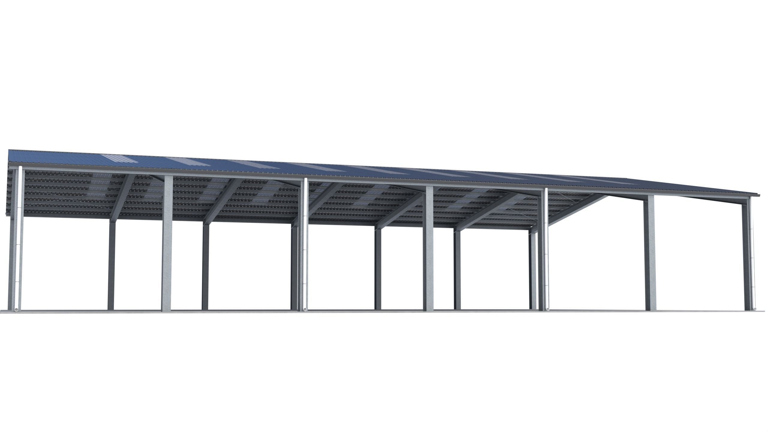 Large Open Metal Shed 3D model_3