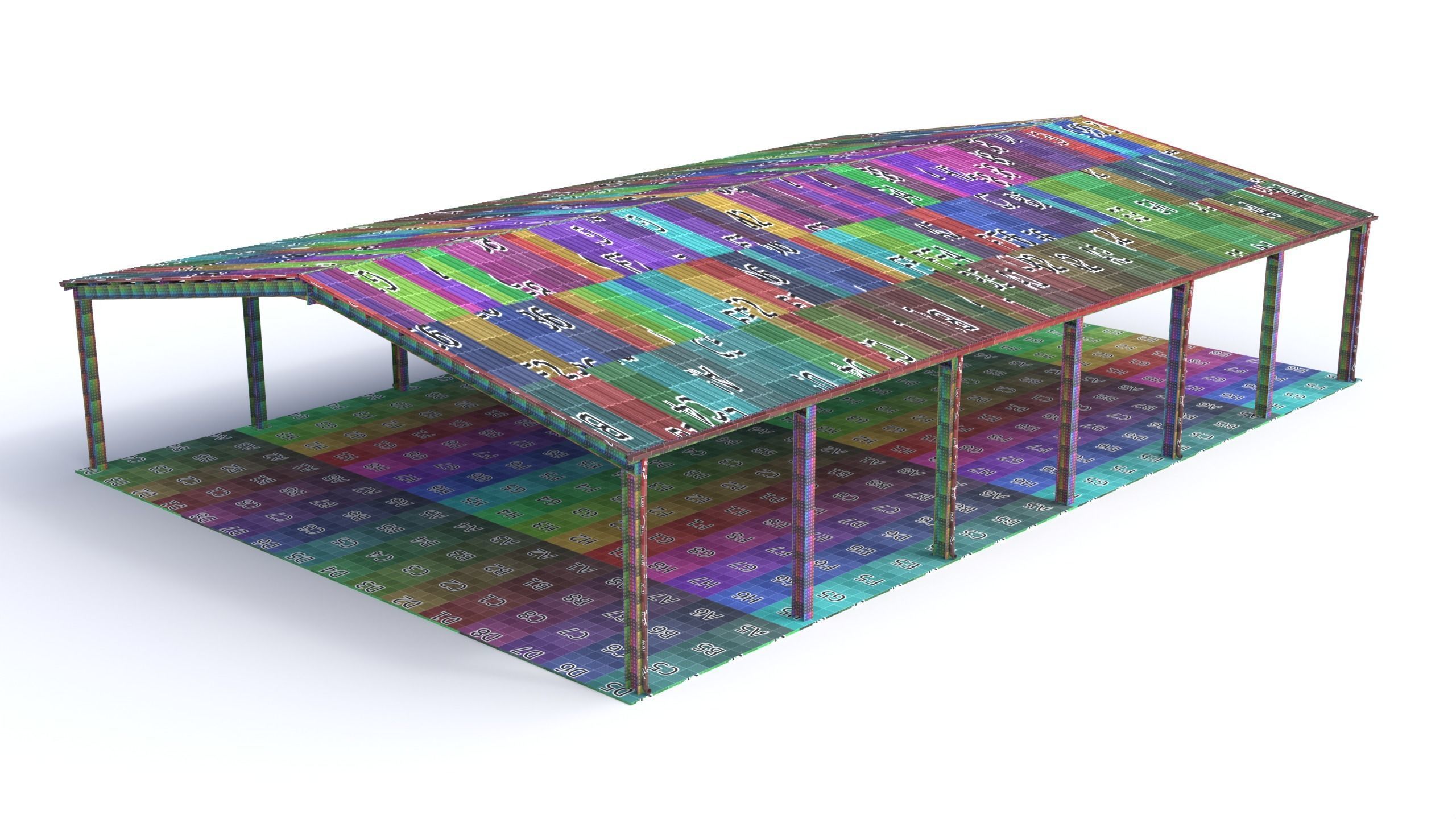 Large Open Metal Shed 3D model_14