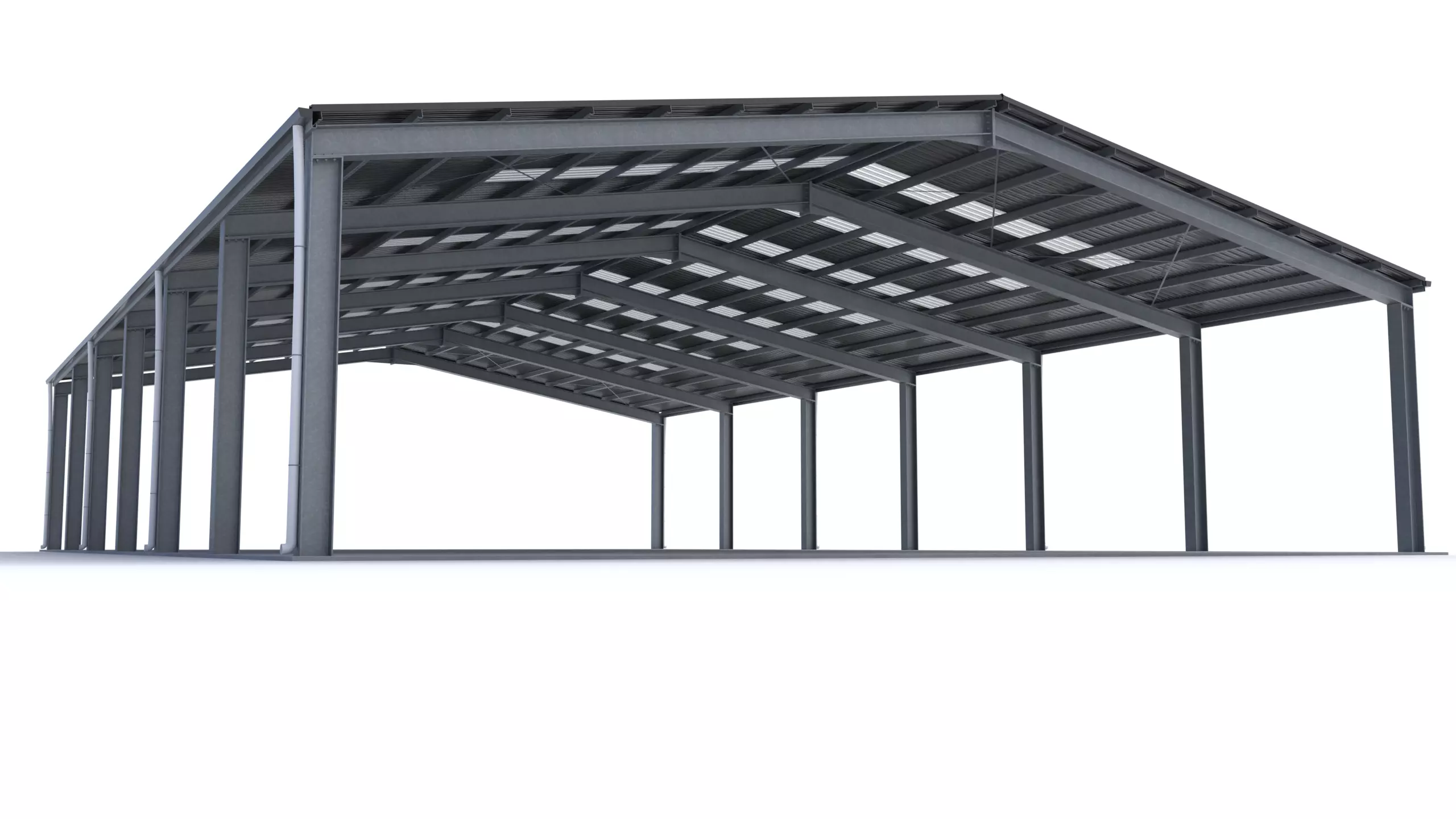 Large Open Metal Shed 3D model_0