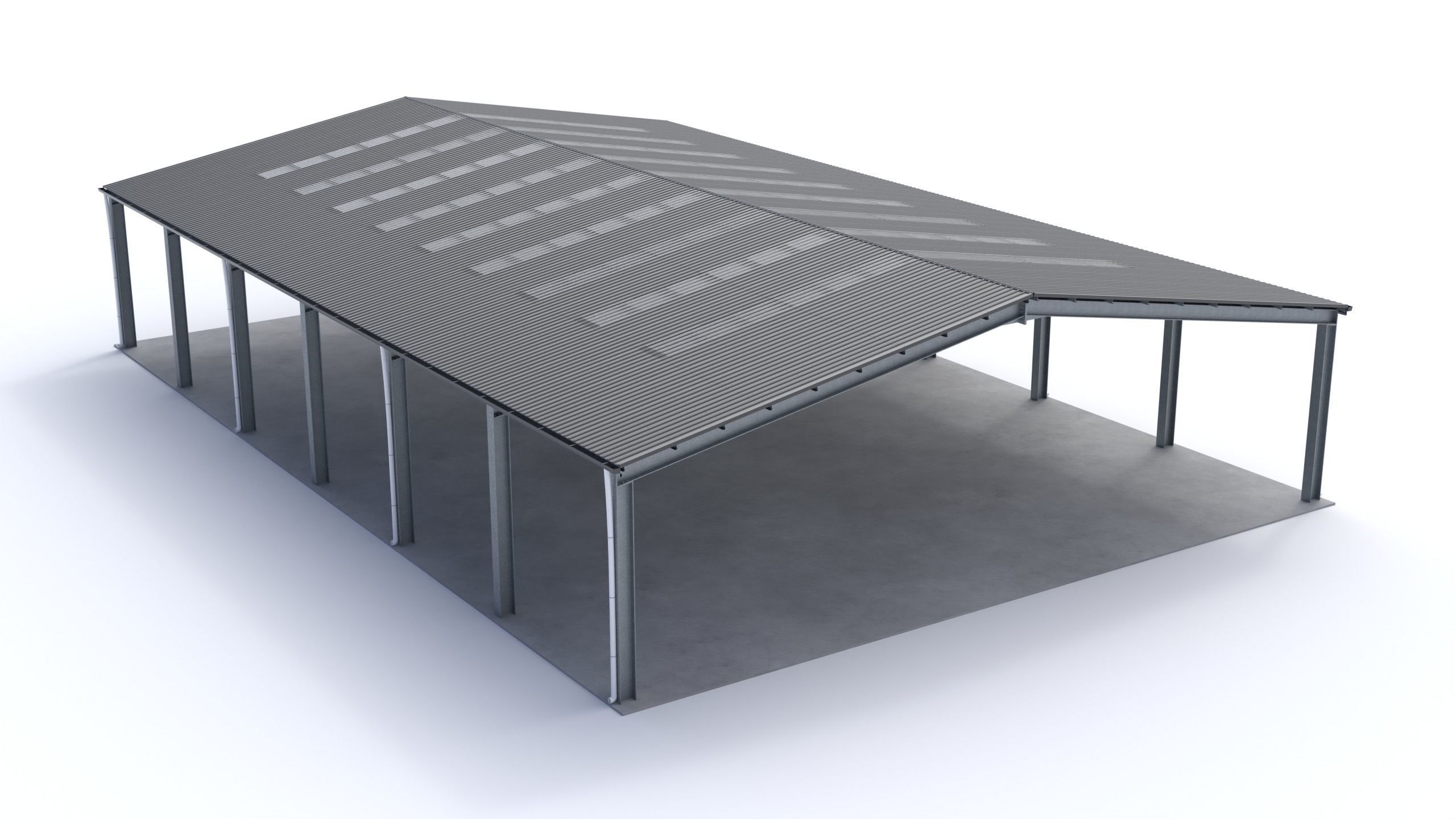 Large Open Metal Shed 3D model_1