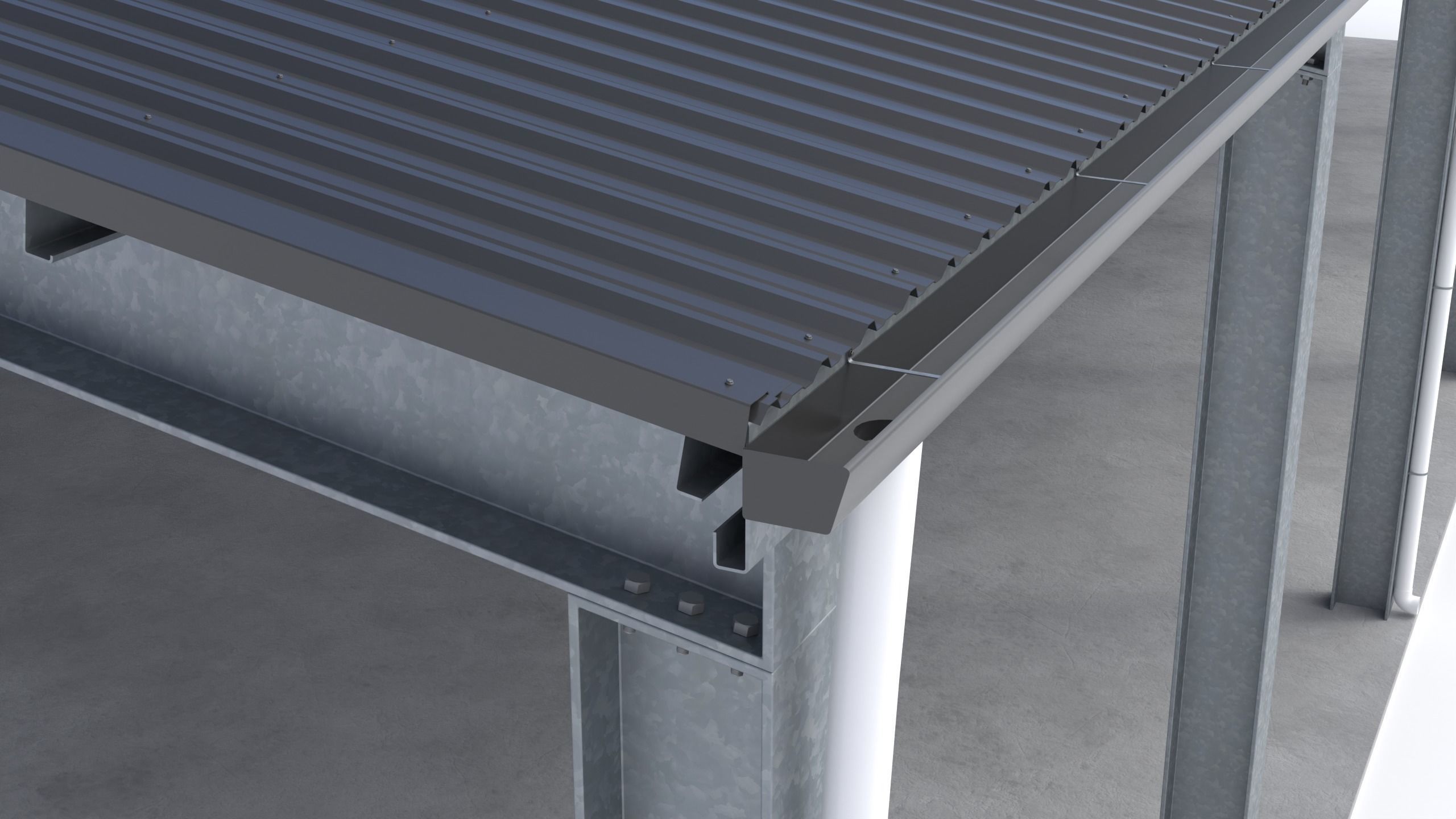 Large Open Metal Shed 3D model_2