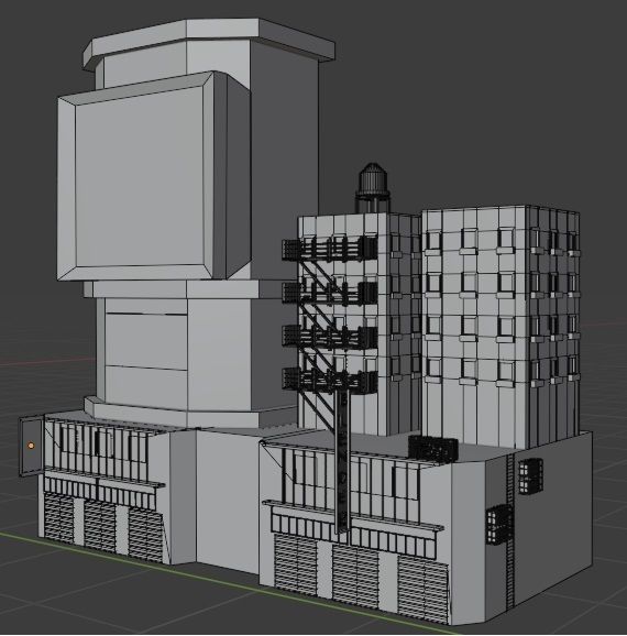 Cyberpunk city Low-poly 3D model_13