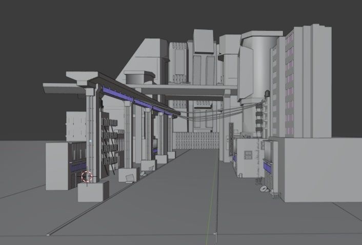 Cyberpunk city Low-poly 3D model_14