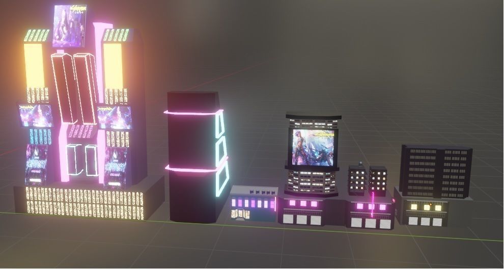 Cyberpunk city Low-poly 3D model_2
