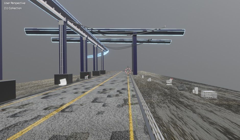 Cyberpunk city Low-poly 3D model_7