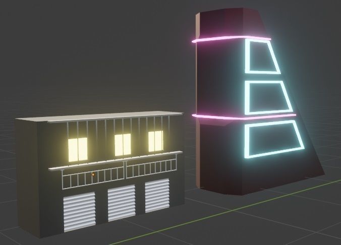 Cyberpunk city Low-poly 3D model_8