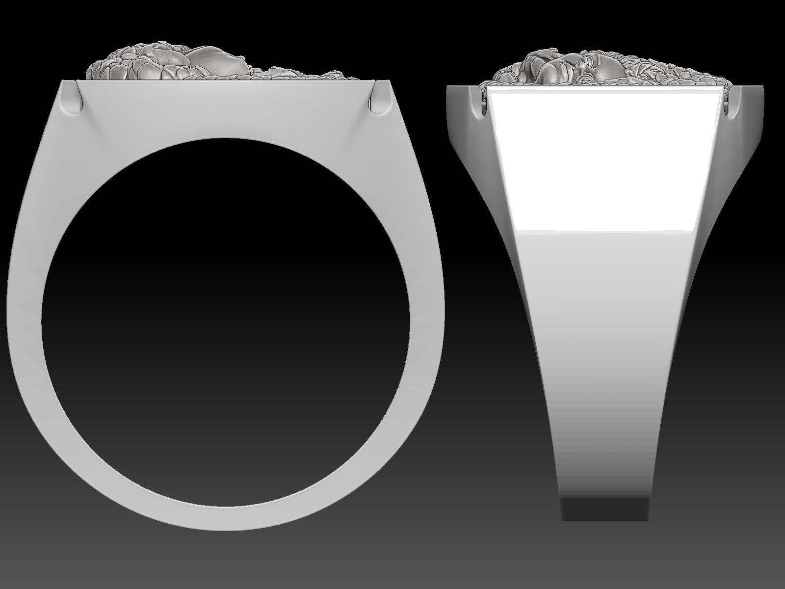 Medusa man ring Sculpture jewelry Gold silver 3D print model_4