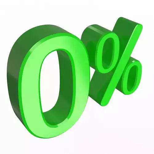 Green Zero Percent Sign Low-poly 3D model