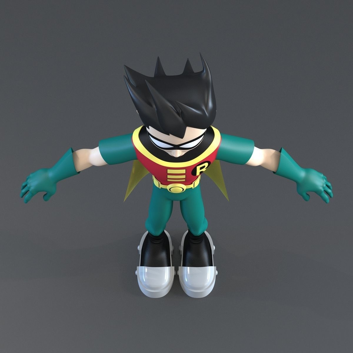 Robin Cartoon Character Rigged 3D model_7