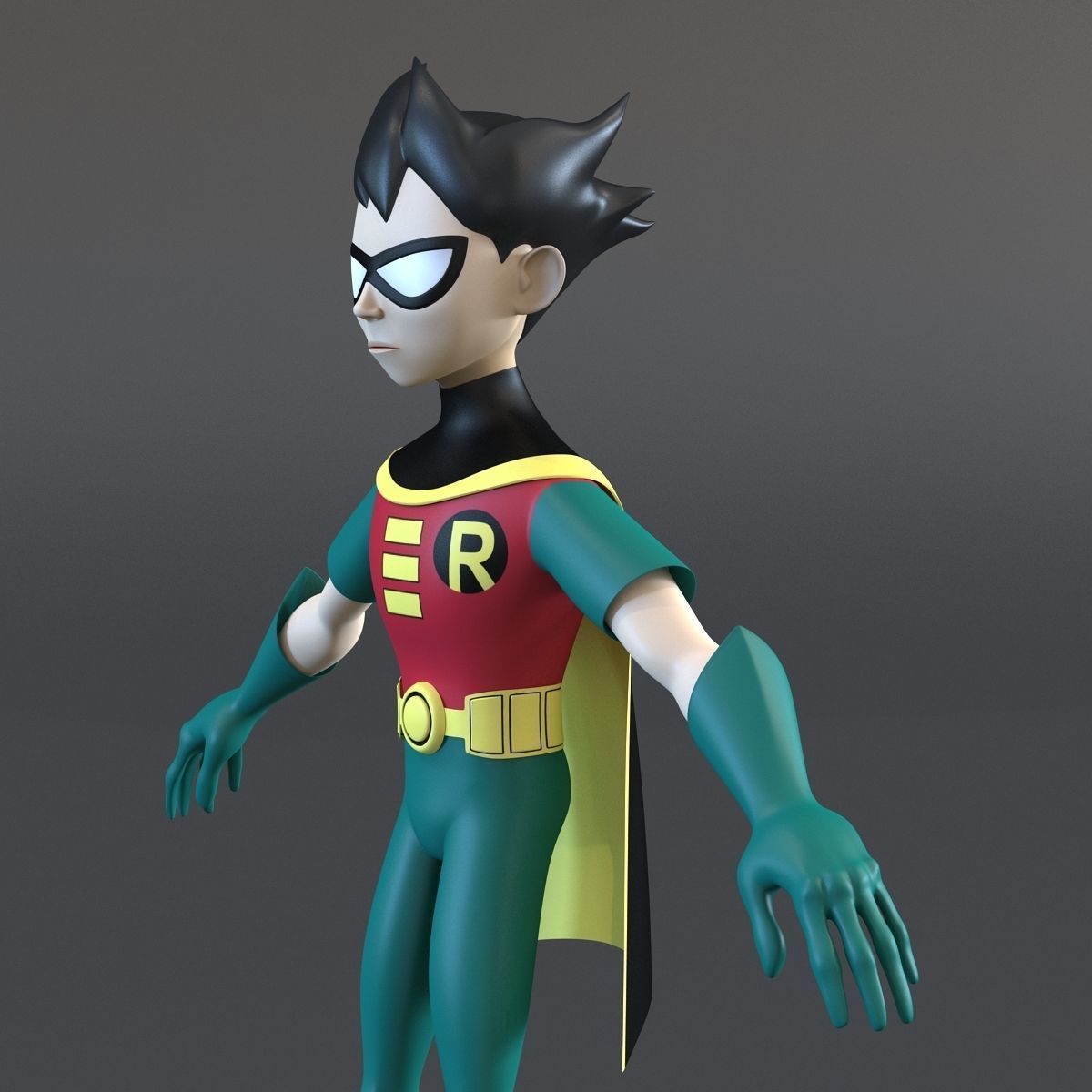Robin Cartoon Character Rigged 3D model_24