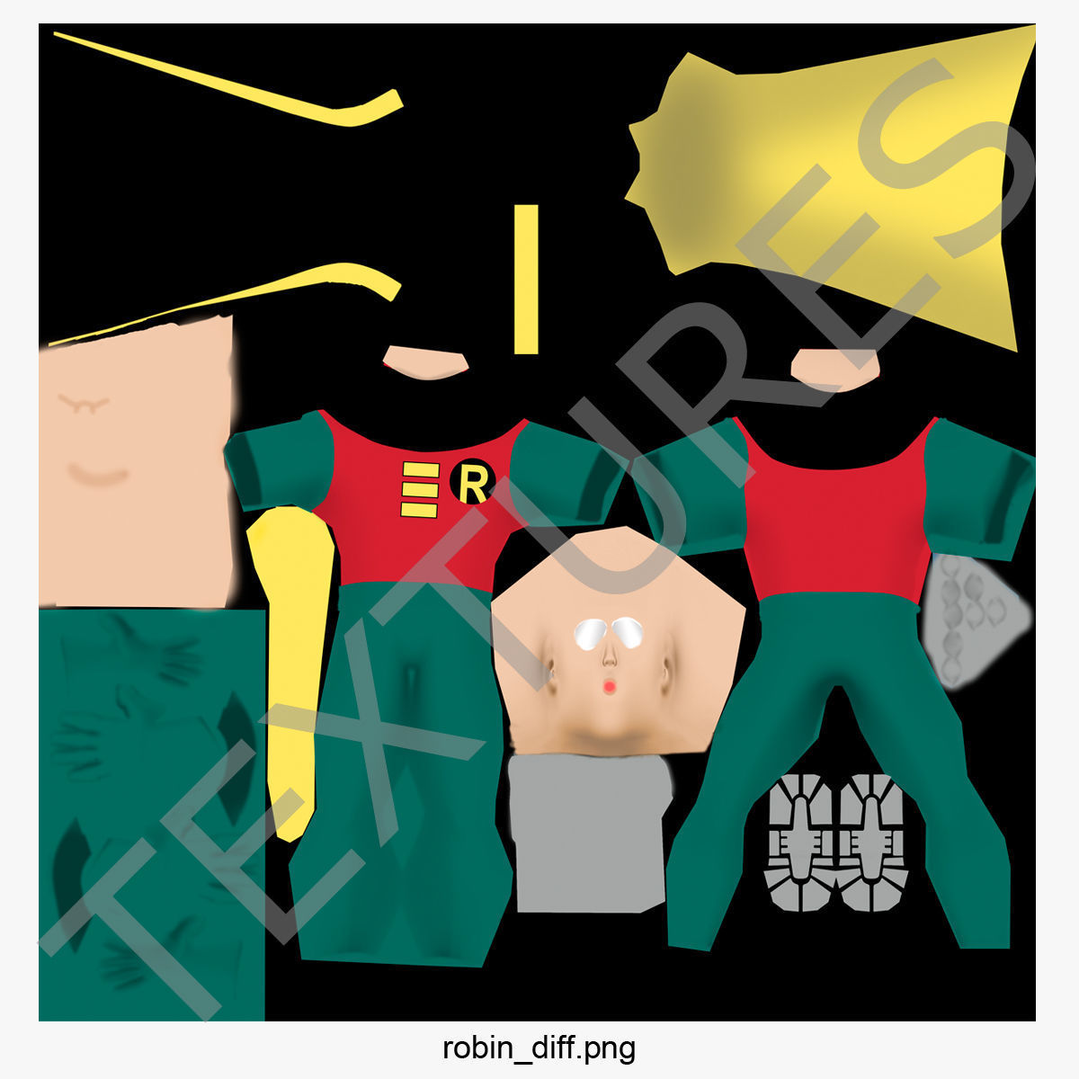 Robin Cartoon Character Rigged 3D model_30