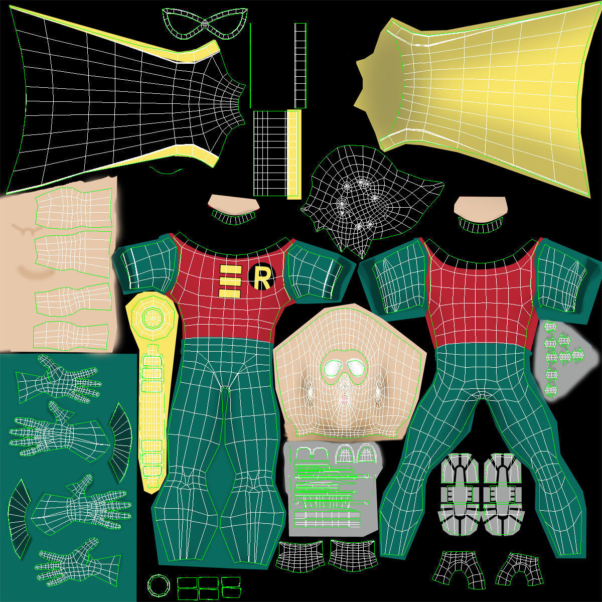 Robin Cartoon Character Rigged for Maya 3D model_30