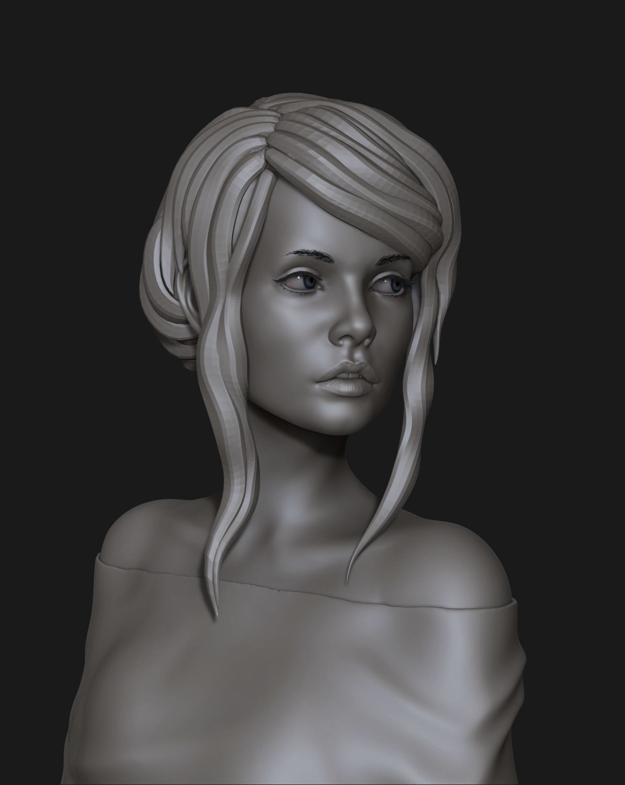 portrait of a cute girl 3D model_2