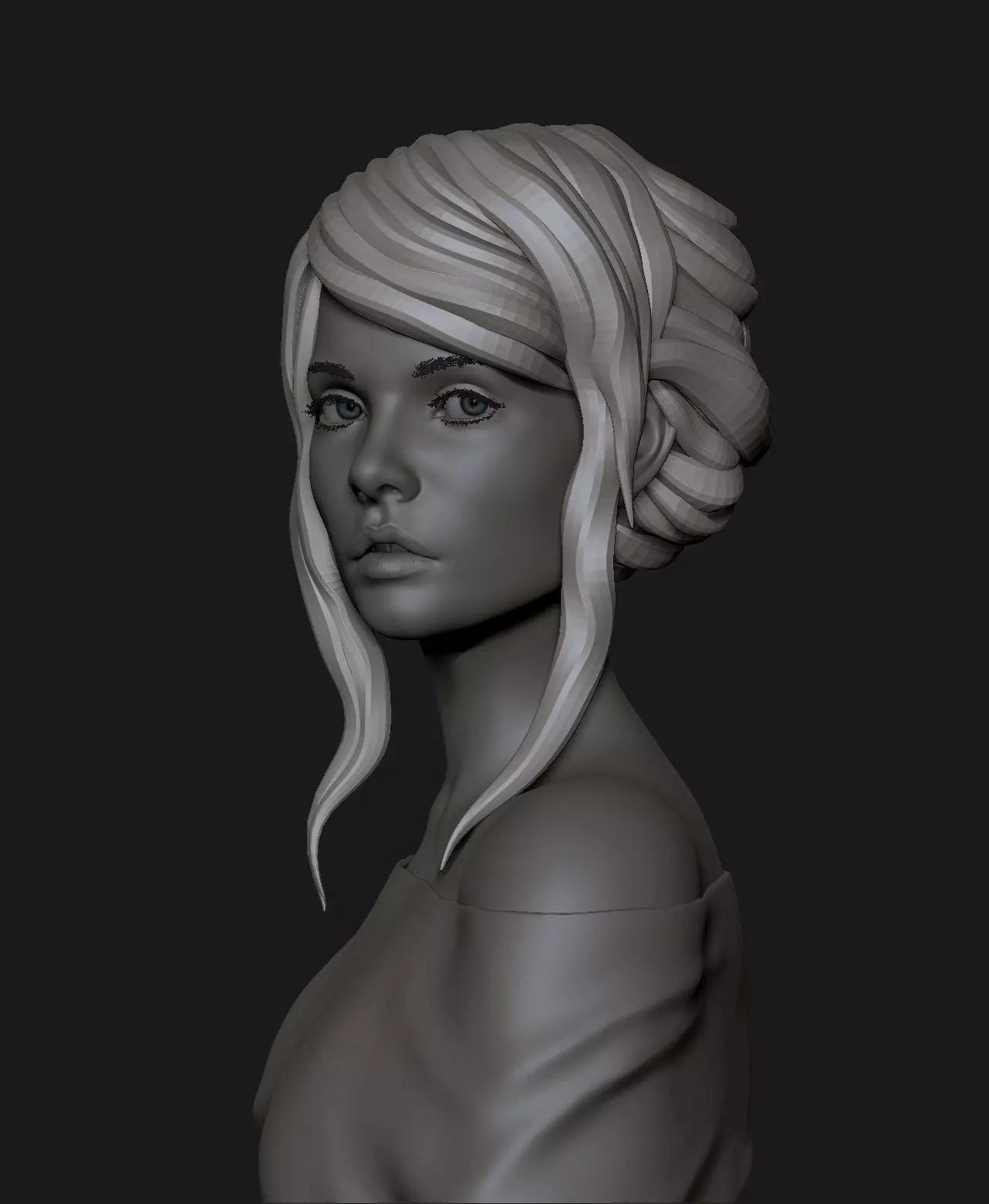 portrait of a cute girl 3D model_0