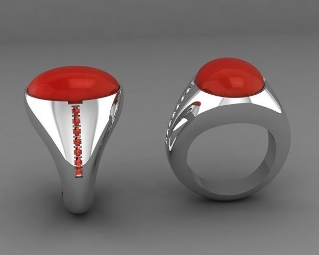 3d model two rings with coral stones 3D print model